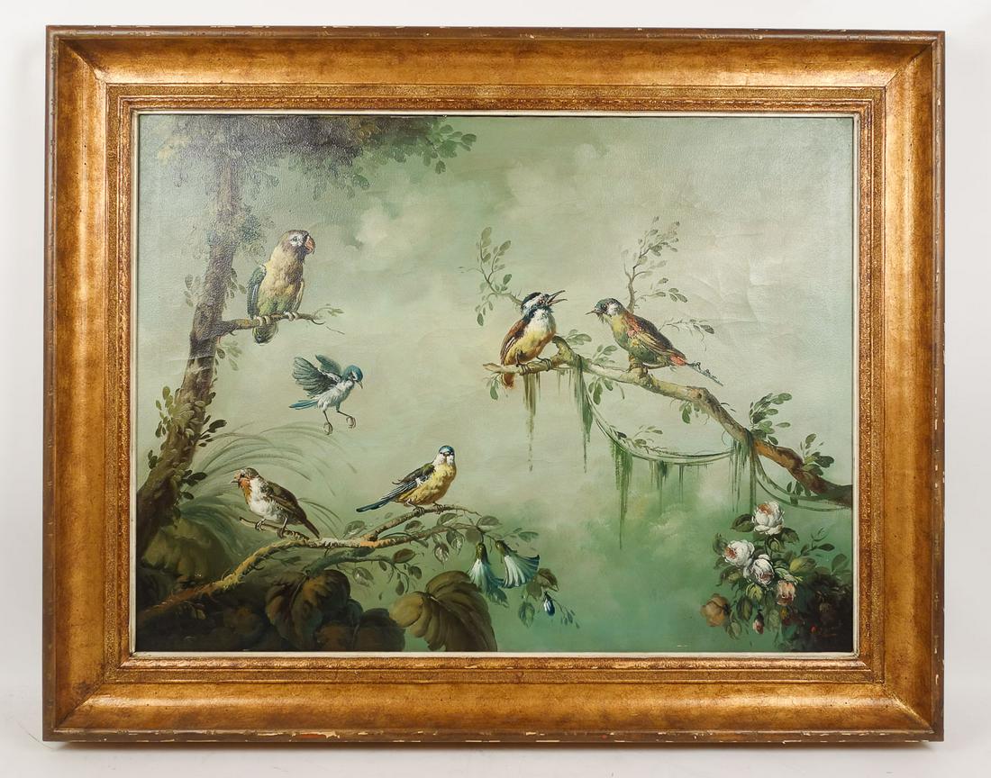 Monumental Signed Ira Monte Exotic Birds of Paradise Original Painting on Canvas (1 of 9)