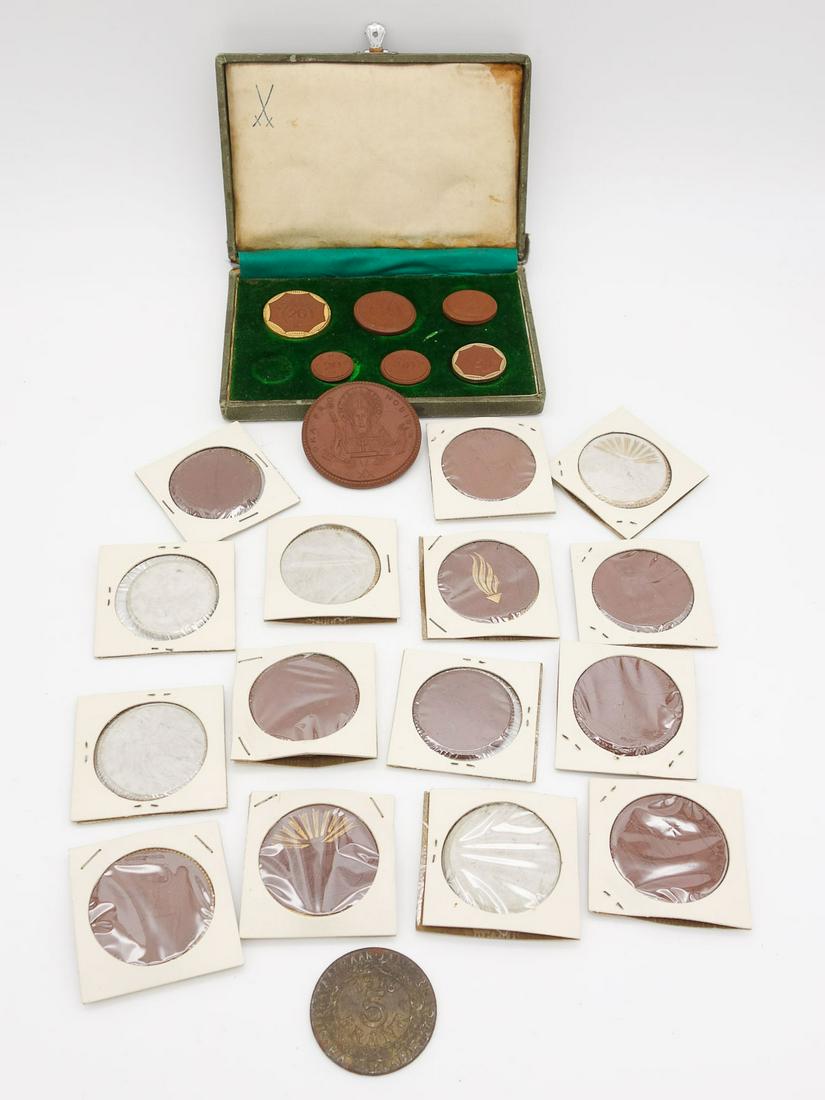 WWI Era Meissen Ceramic Notgeld German Tokens Emergency Money (1 of 9)