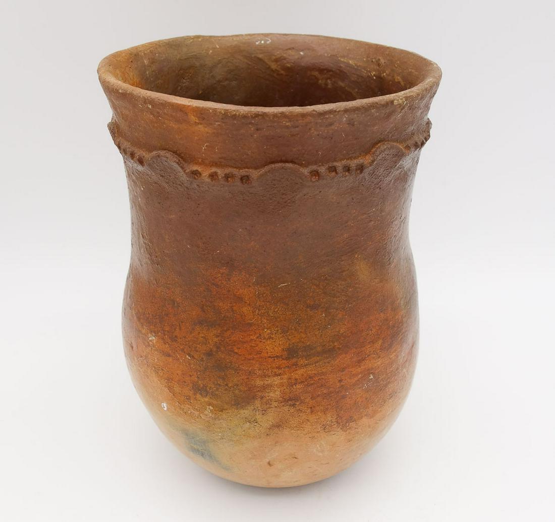 Pre-Columbian Redware Pottery Vessel with Molded Decoration (1 of 9)