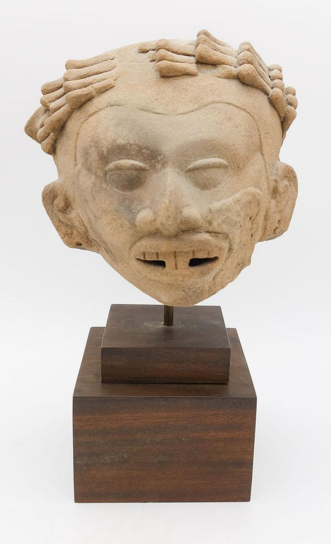 Pre-Columbian Remojadas Ceramic Head on Stand (1 of 9)