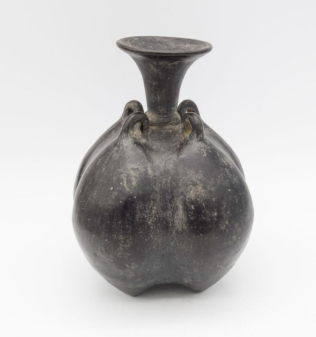 Pre-Columbian Four Lobed Flared Chimu Blackware Pottery Vessel (1 of 8)
