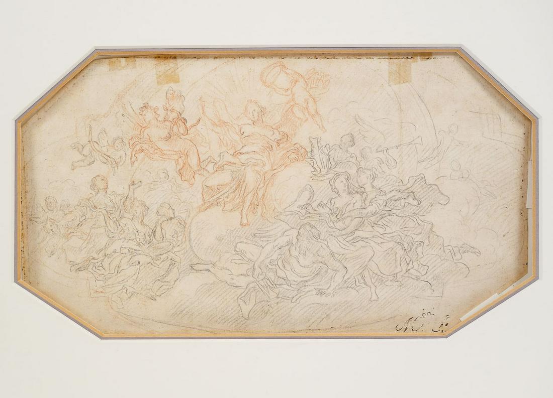 Old Master Attributed To Francois Boucher Celestial Graphite and Chalk Drawing (1 of 8)