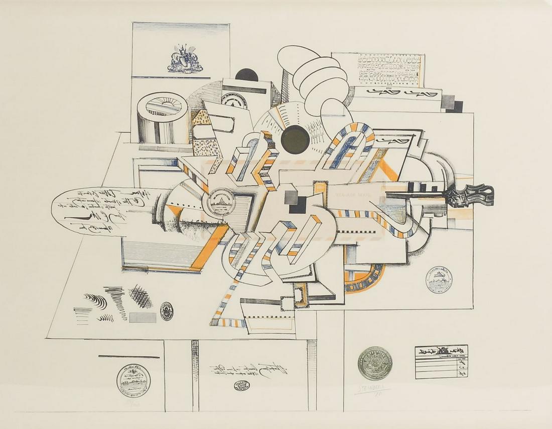 1970 Saul Steinberg Color Lithograph "Via Airmail" Signed 39/100 (1 of 5)