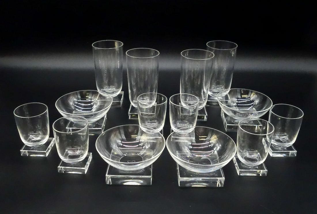 Vintage 1930s Art Deco Libbey Knickerbocker Square Base 14pc Glassware Set (1 of 12)