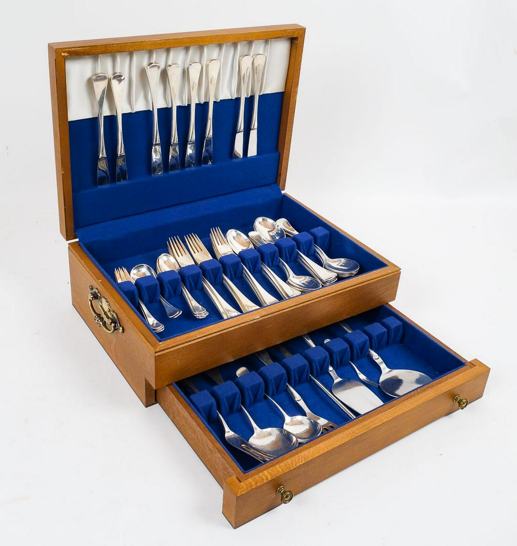 Vintage 1950s Danish .826 Silver Sorensen "Patricia" 60pc Flatware Set w Case (1 of 7)