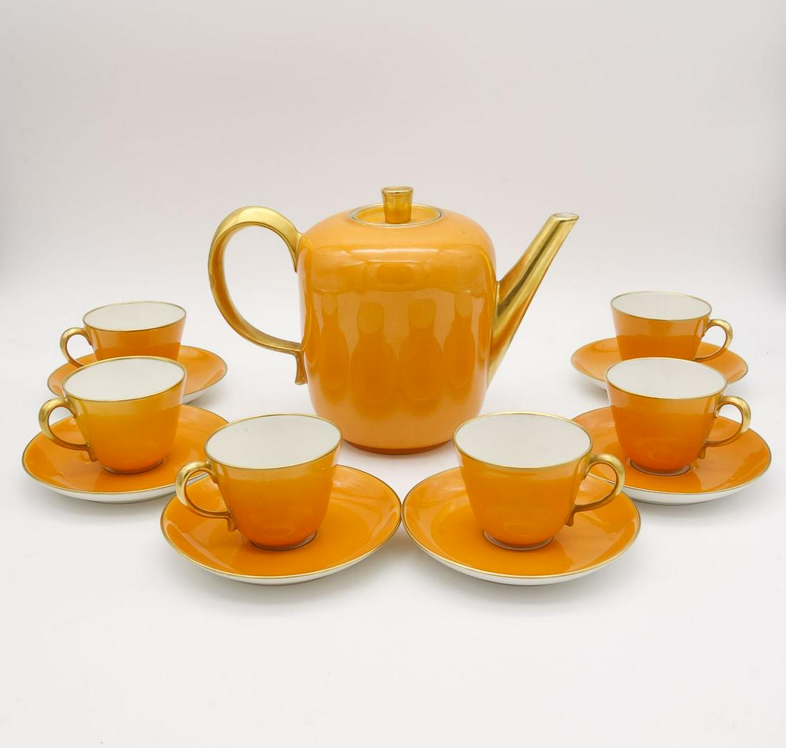 Vintage Italian Richard Ginori Gilded Orange Porcelain Demitasse Set (1 of 11)