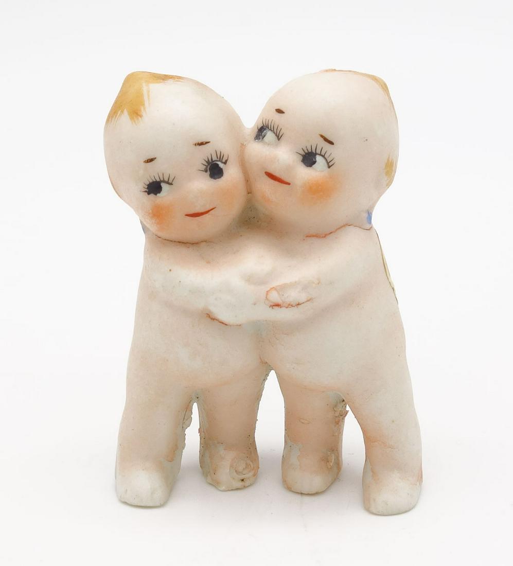 Antique Rose O'Neill Kewpie Bisque Porcelain Embracing Figural Group (1 of 5)