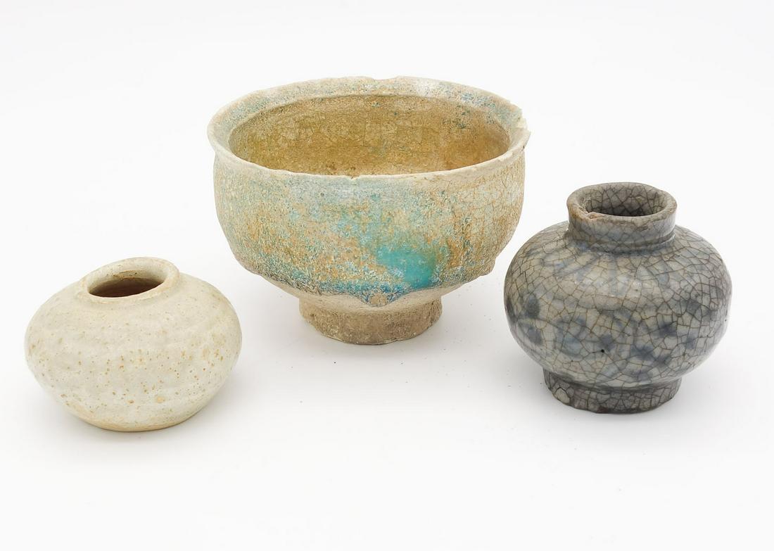 Group 3 Near Eastern Pottery Vessels incl Green Drip Glaze (1 of 11)