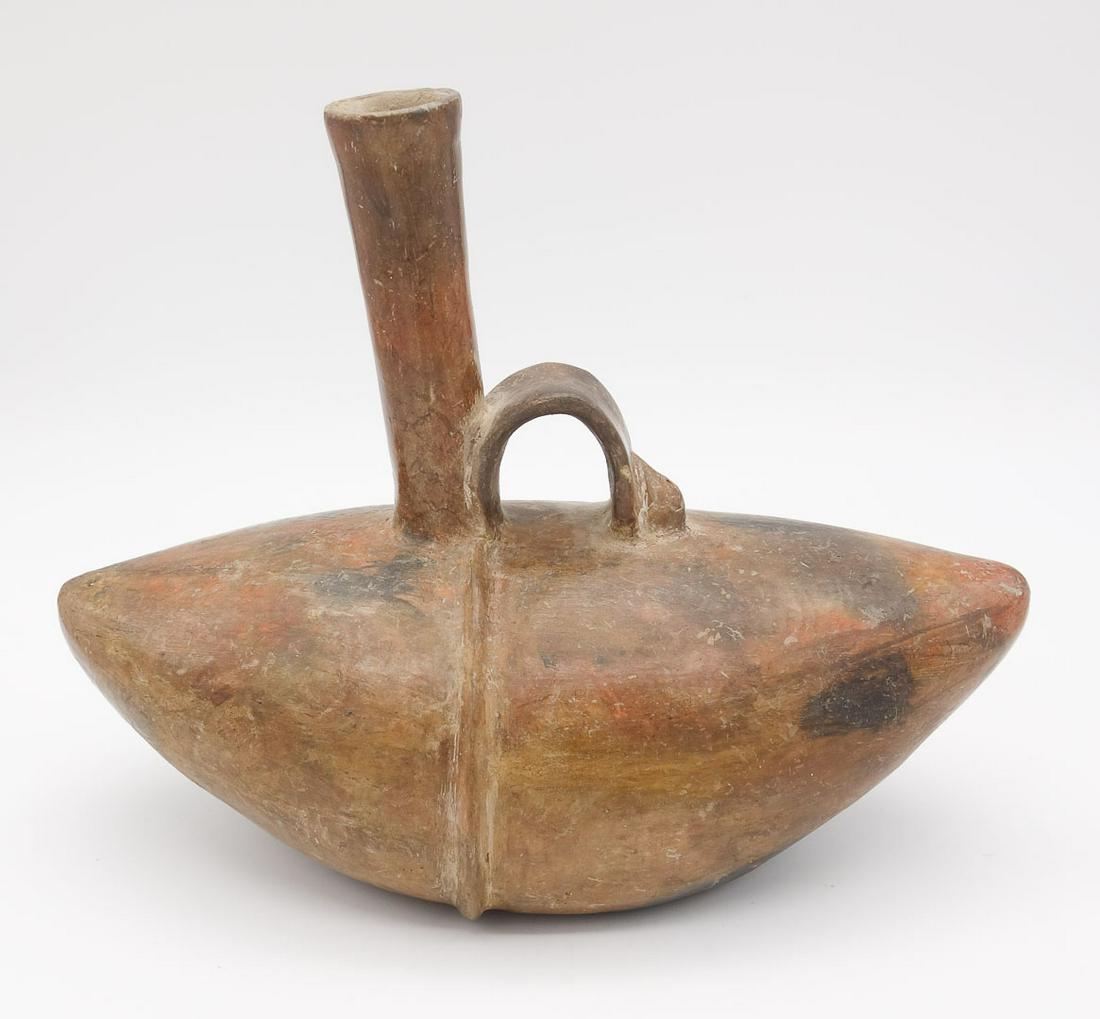 Pre Columbian Chavin Boat Shape Long Spout Red Pottery Vessel 1000-800 B.C. (1 of 8)