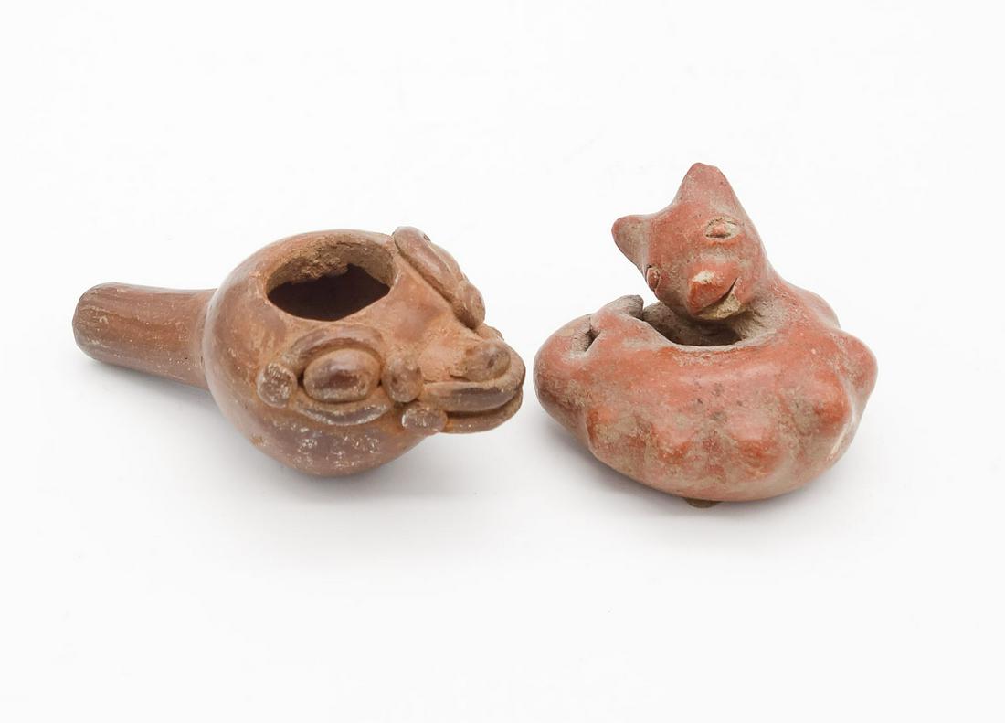 Pre-Columbian Redware Pottery Figural Animals incl Colima Dog and Costa Rican Pipe (1 of 8)