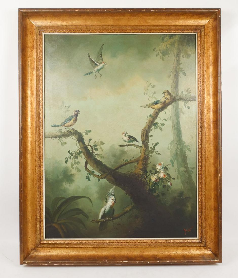 Monumental Signed Ira Monte Exotic Birds of Paradise Original Painting on Canvas (1 of 7)