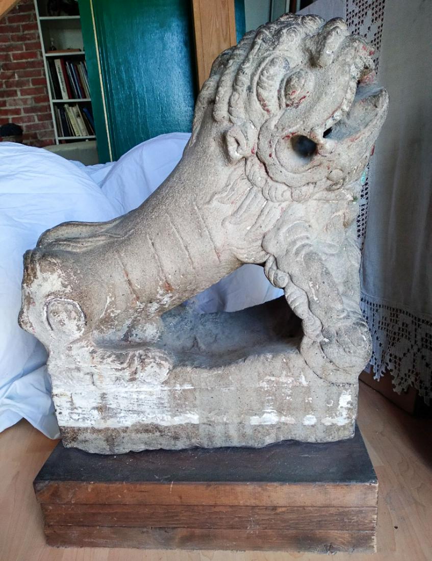 Chinese Carved Stone Foo Lion Guardian Dog Weight (1 of 10)