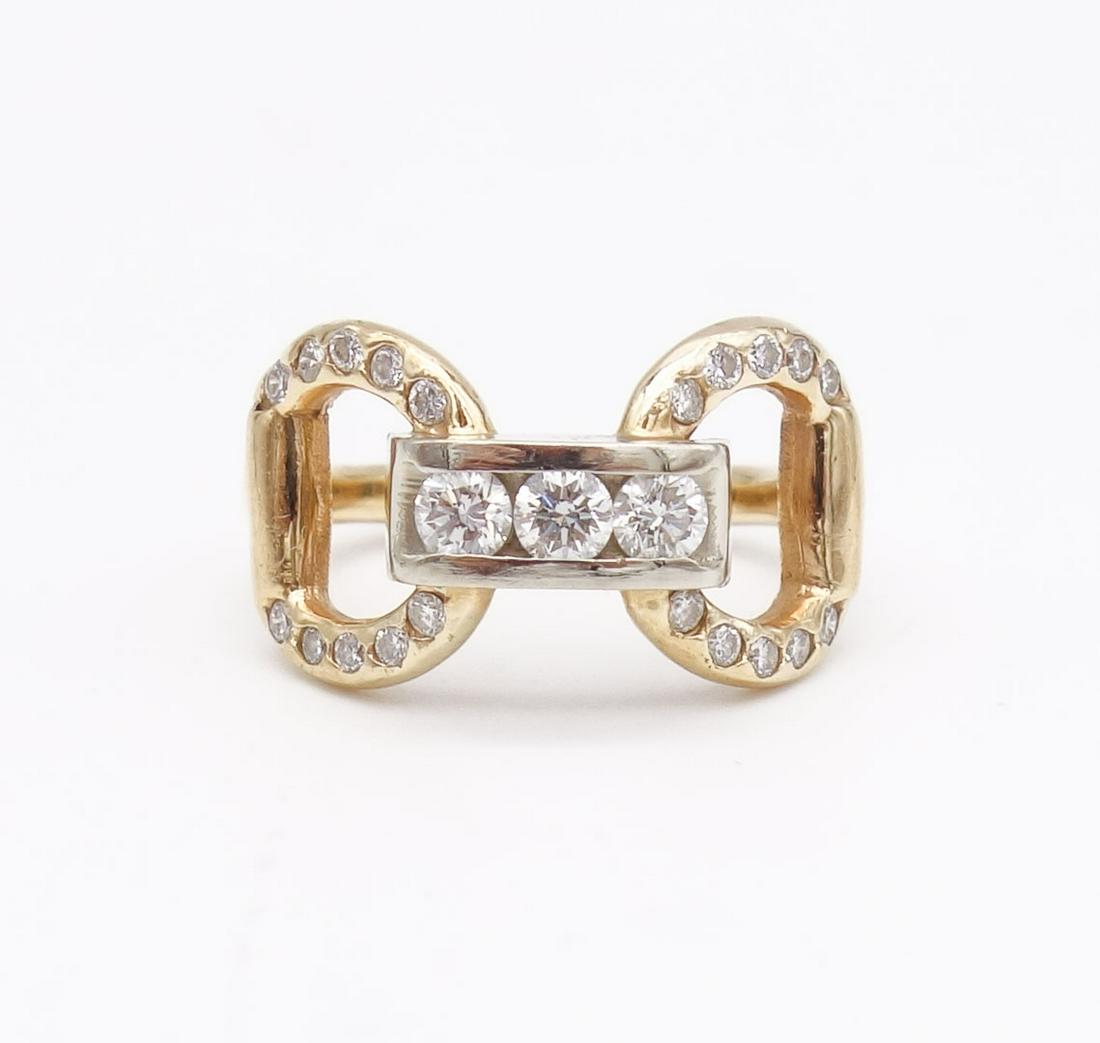 Vintage 18K Gold Diamond Equestrian Bridle Ring Size 6.5 (1 of 6)
