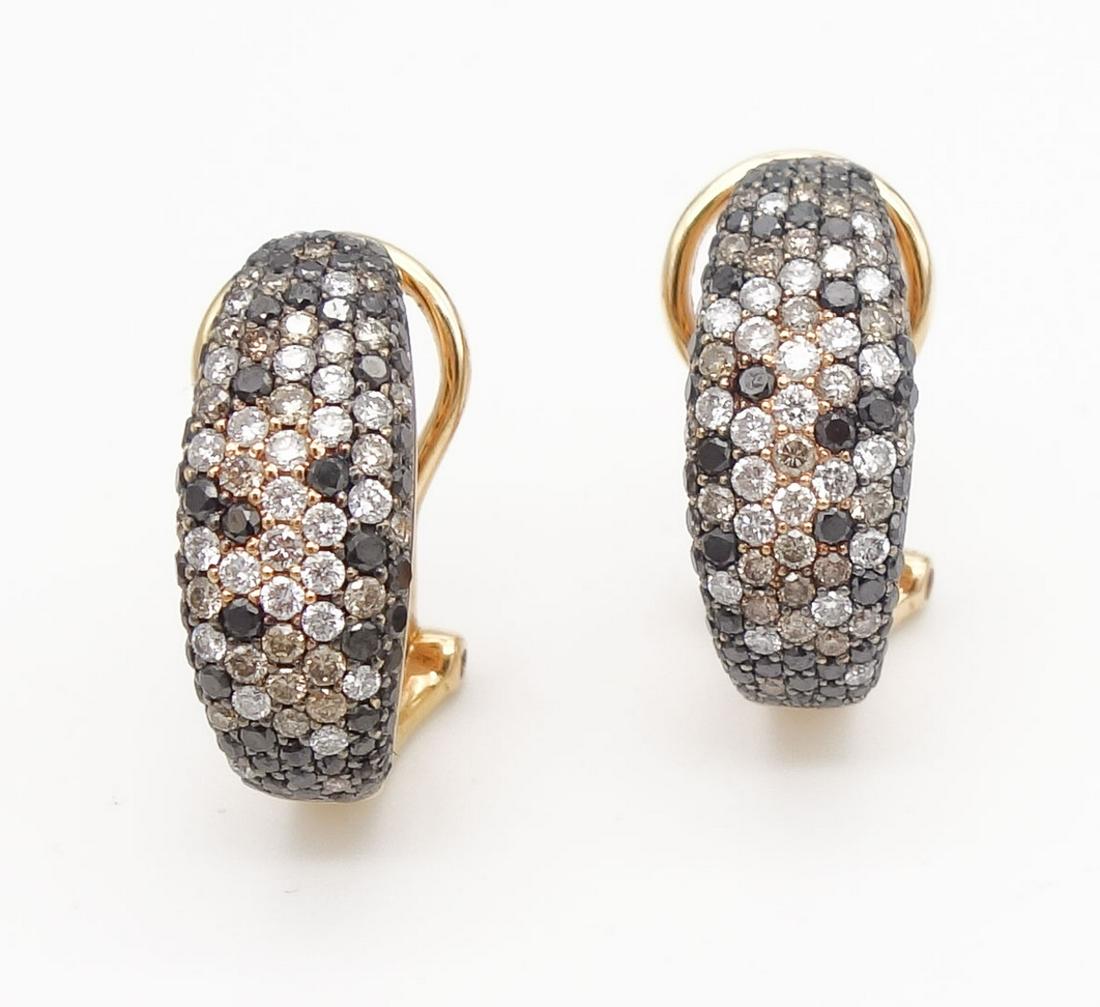 Vintage Pair 18K Gold Bead Set Black and White Diamond Earrings (1 of 4)