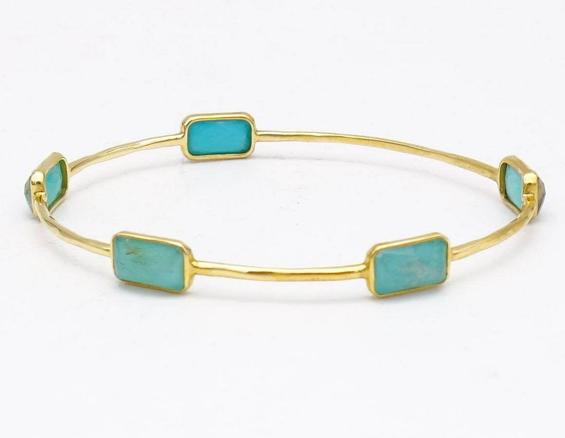 Vintage Ippolita 18K Gold Turquoise Quartz Candy Bangle Bracelet (1 of 6)