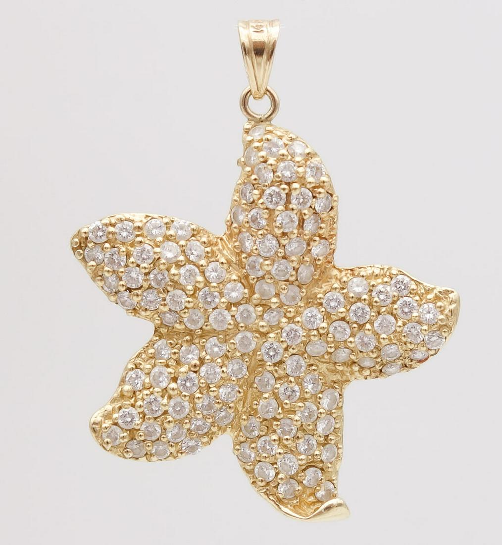 Vintage 14K Gold Diamond Starfish Necklace Pendant (1 of 4)