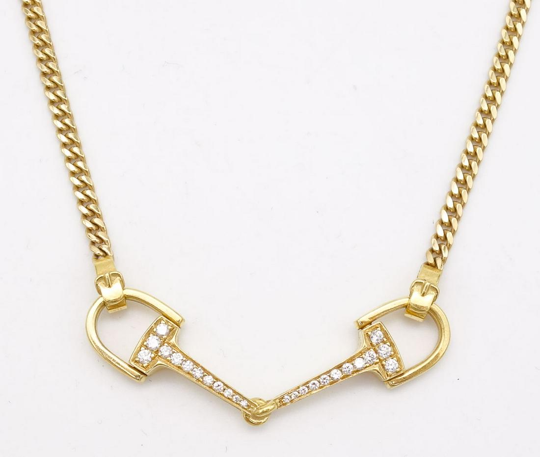 Vintage 18K Gold Diamond Equestrian Bridle Form Necklace (1 of 7)