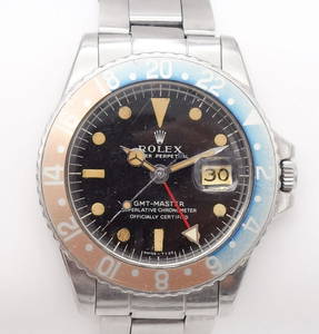 Vintage Rolex GMT Master Oyster Perpetual Chronometer 1675 Pepsi Bezel Wristwatch