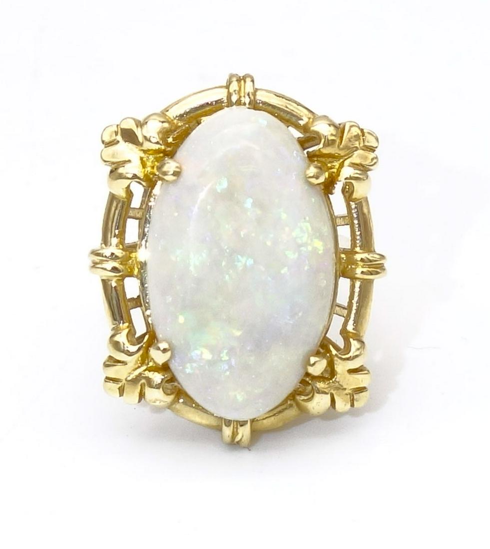 Vintage 14K Gold Large Australian Fire Opal Cabochon Ring Size 6.75US (1 of 7)