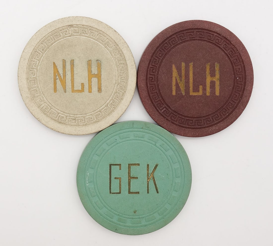 Antique Lot of 3 Saratoga Gambling Poker Chips Newman's Lake House Casino GEK NLH (1 of 3)