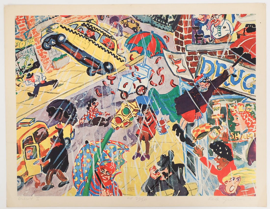 Signed Red Grooms "Blewy I" Pop Art Artist's Print 20/20 1971 (1 of 3)