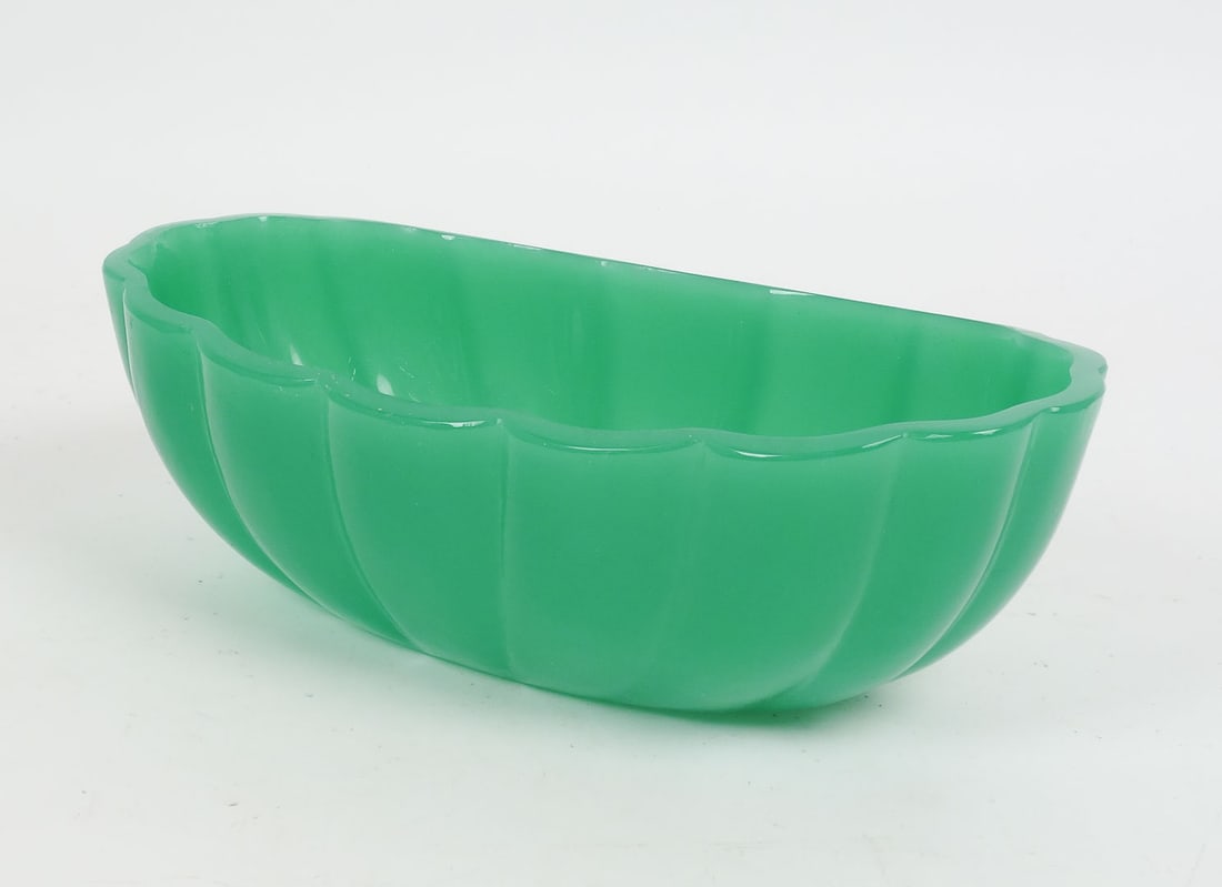 Vintage Art Deco Steuben Green Jade Art Glass Long Bowl Shape # 6890 (1 of 12)