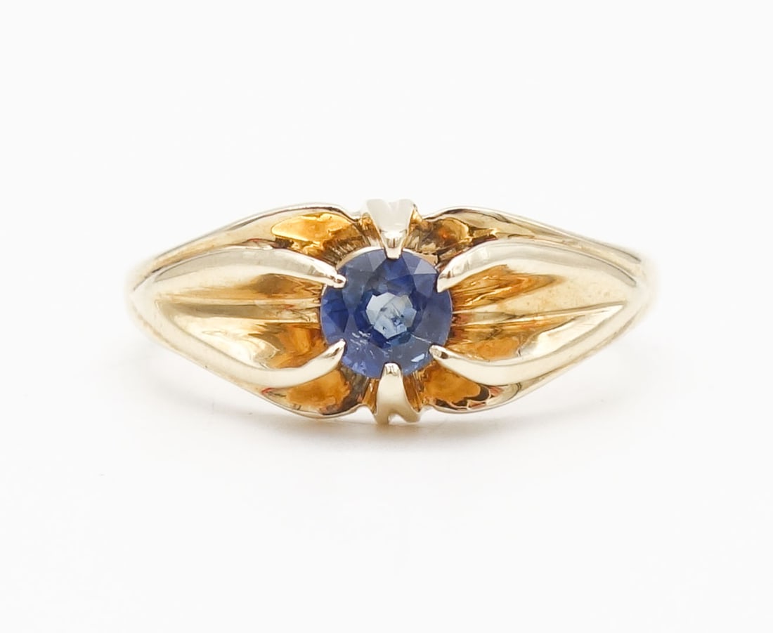 Vintage 14K Gold Cornflower Blue Sapphire Ring in H Stern Box (1 of 7)