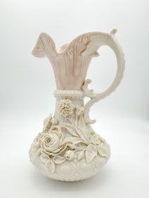 Belleek, 2nd Black Mark Painted Flowered Aberdeen Jug