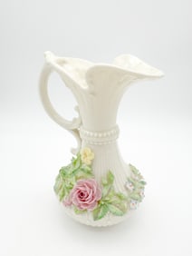 Belleek, 3rd Black Mark Painted Flowered Aberdeen Jug,