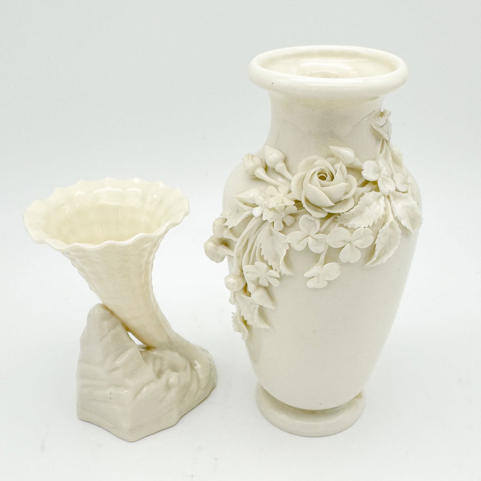 Lot of two Belleek, 3rd Black Mark, Rock Spill and Flowered Vase (1 of 9)