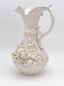 Belleek, 1st Green Mark Flowered Aberdeen Jug