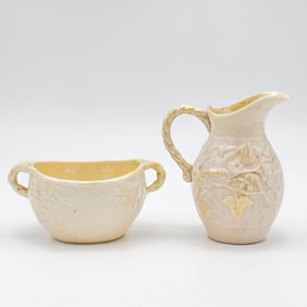 Belleek, 1st Green Mark Cream and Sugar Set