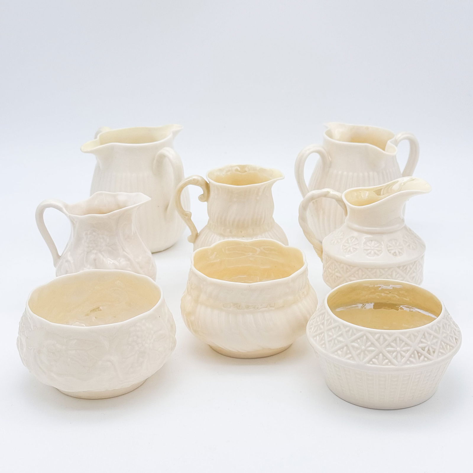 Lot of 8 Belleek, 1st Black Mark, 2nd Black Mark, 3rd Black Mark, Cream Jugs and Sugar Bowls (1 of 20)