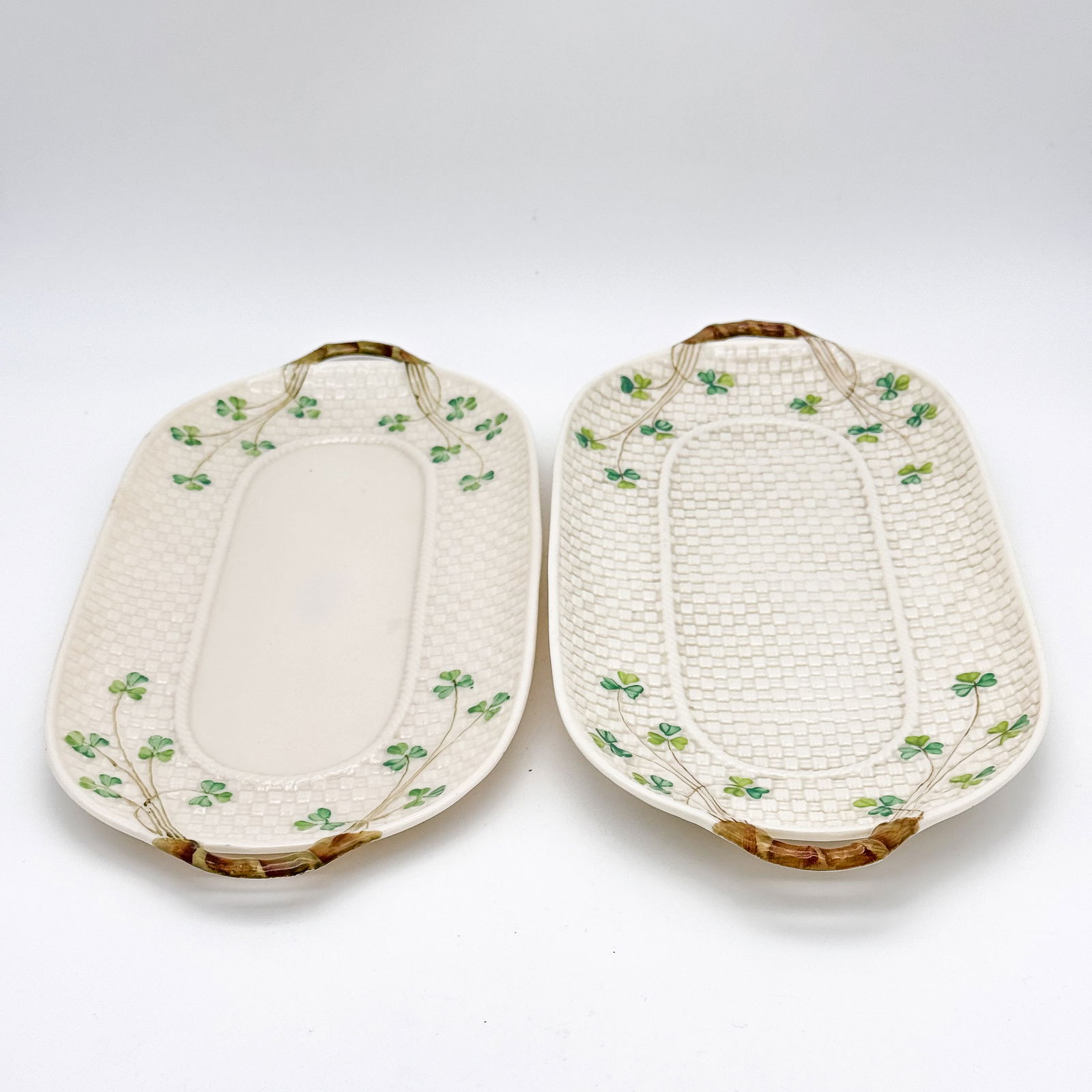 Lot of two Belleek, 3rd Black Mark Shamrock Bread Plates (1 of 6)