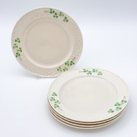 Lot of five Belleek 3rd Black Mark Shamrock Plates