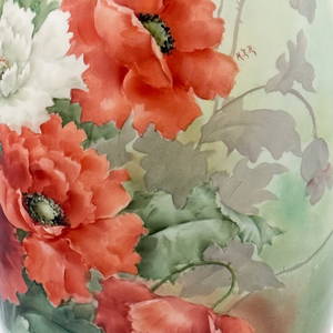 Belleek Willets, Large Painted Signed Polychrome Porcelain Vase