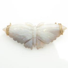 Carved Opal Moth Pendant