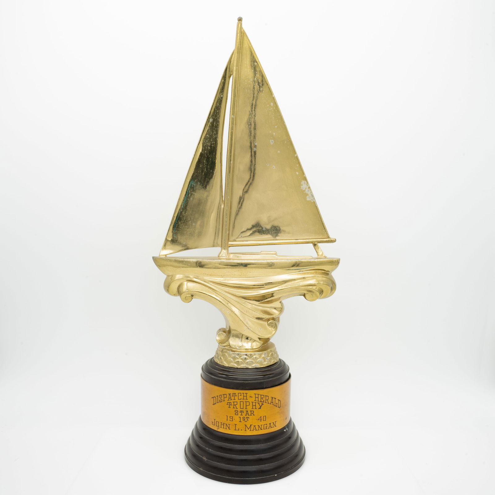 Vintage, 1940 Art Deco Lake George NY First Place Sailing Trophy: Lot 32 Vintage, 1940 Art Deco Lake George NY First Place Sailing Trophy 16.125 x 6.75 x 4.5 in.