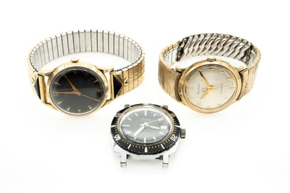 Group of 3 Vintage Mens Wristwatches, Bulova, Certina, Etienne Diver