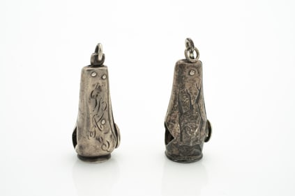 Lot of 2 Victorian Sterling Silver Cigar Cutter Watch Fobs