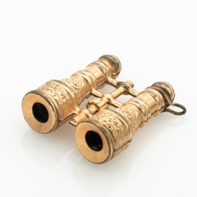 Antique Gold GF Double Stanhope Binoculars Watch Fob