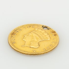 Antique US $1 Gold Coin Love Token