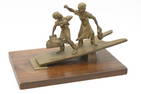 Antique Bronze Figural Shoe Maker Fighting Boys Letter Holder Sculpture