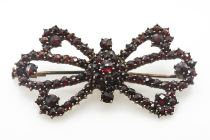 Bohemian Garnet Brooch 900 Silver Gilt Hallmarked