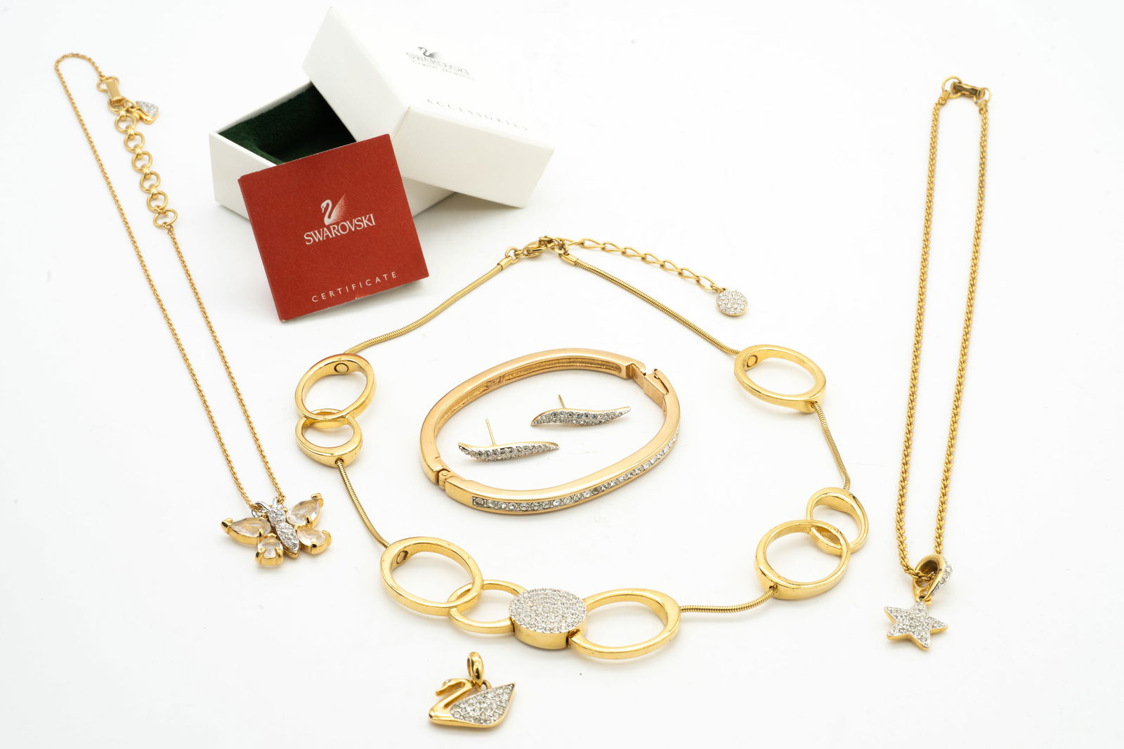 Group of Swarovski Jewelry incl 3 Pendants, 1 Pair of Earrings, Bracelet, Necklace and Chains (1 of 8)