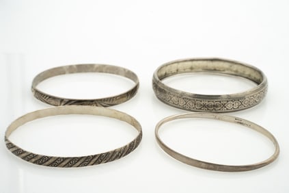 Vintage Sterling Silver Bangle Lot CRO, Dane craft, Art Deco