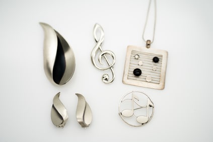 Mid-Century Silver Brooch Pendant Beau Studio Group