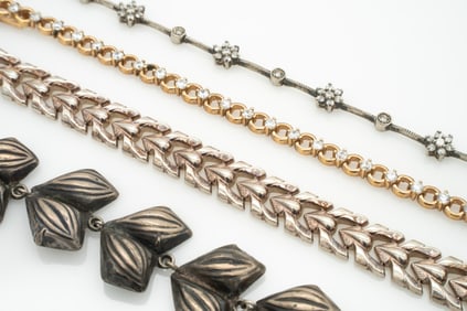 Group of 4 Sterling Silver Bracelets incl Tennis esq and Mexico