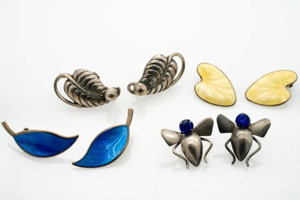Lot 4 Pairs of Vintage Retro Sterling Silver Earrings incl David Andersen