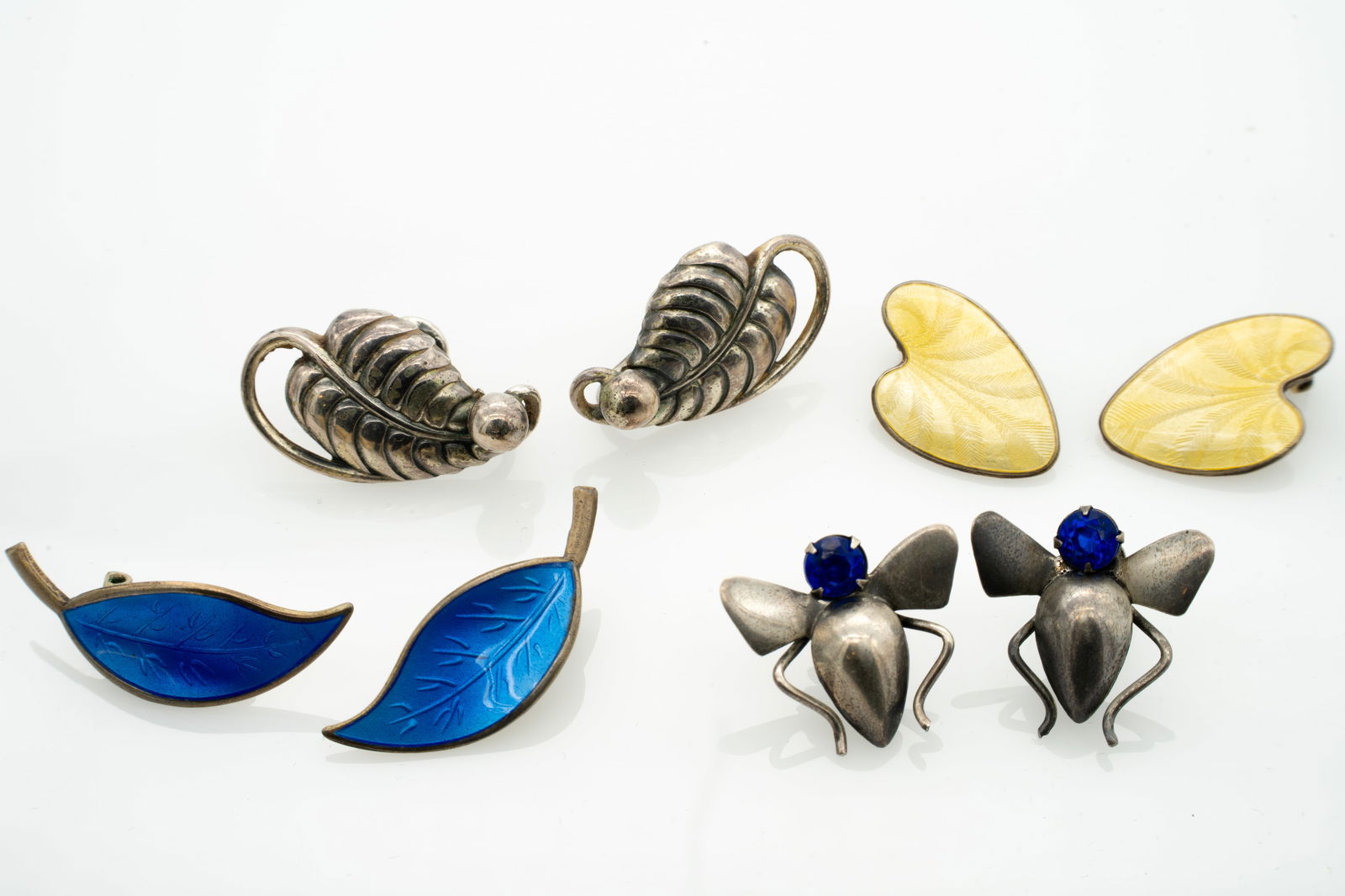 Lot 4 Pairs of Vintage Retro Sterling Silver Earrings incl David Andersen (1 of 9)